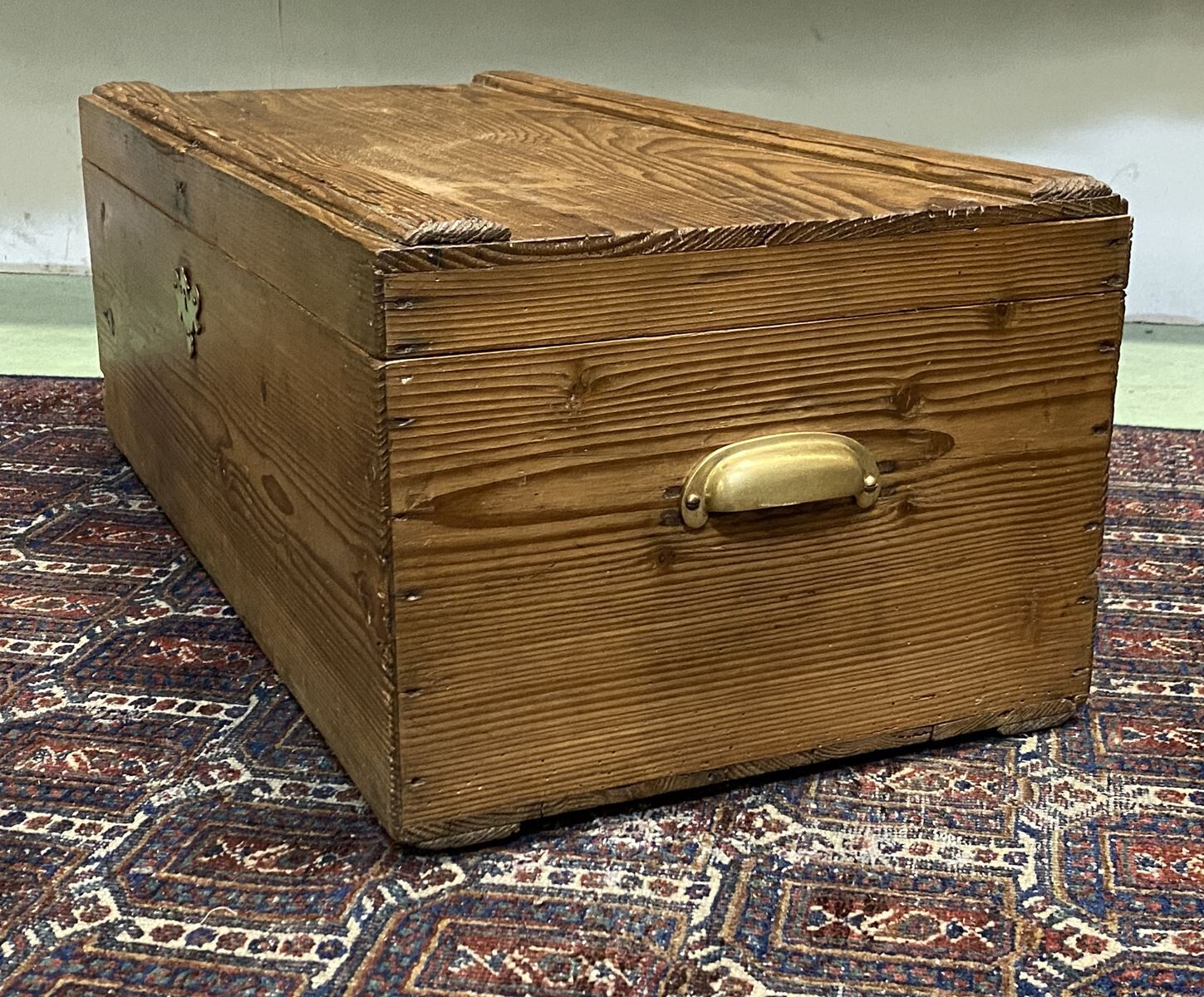 Early 20th century fir box with brass handles