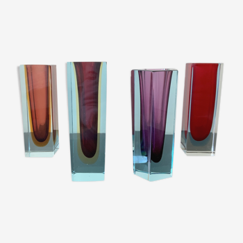 Set of 4 vases Flavio Poli, Murano