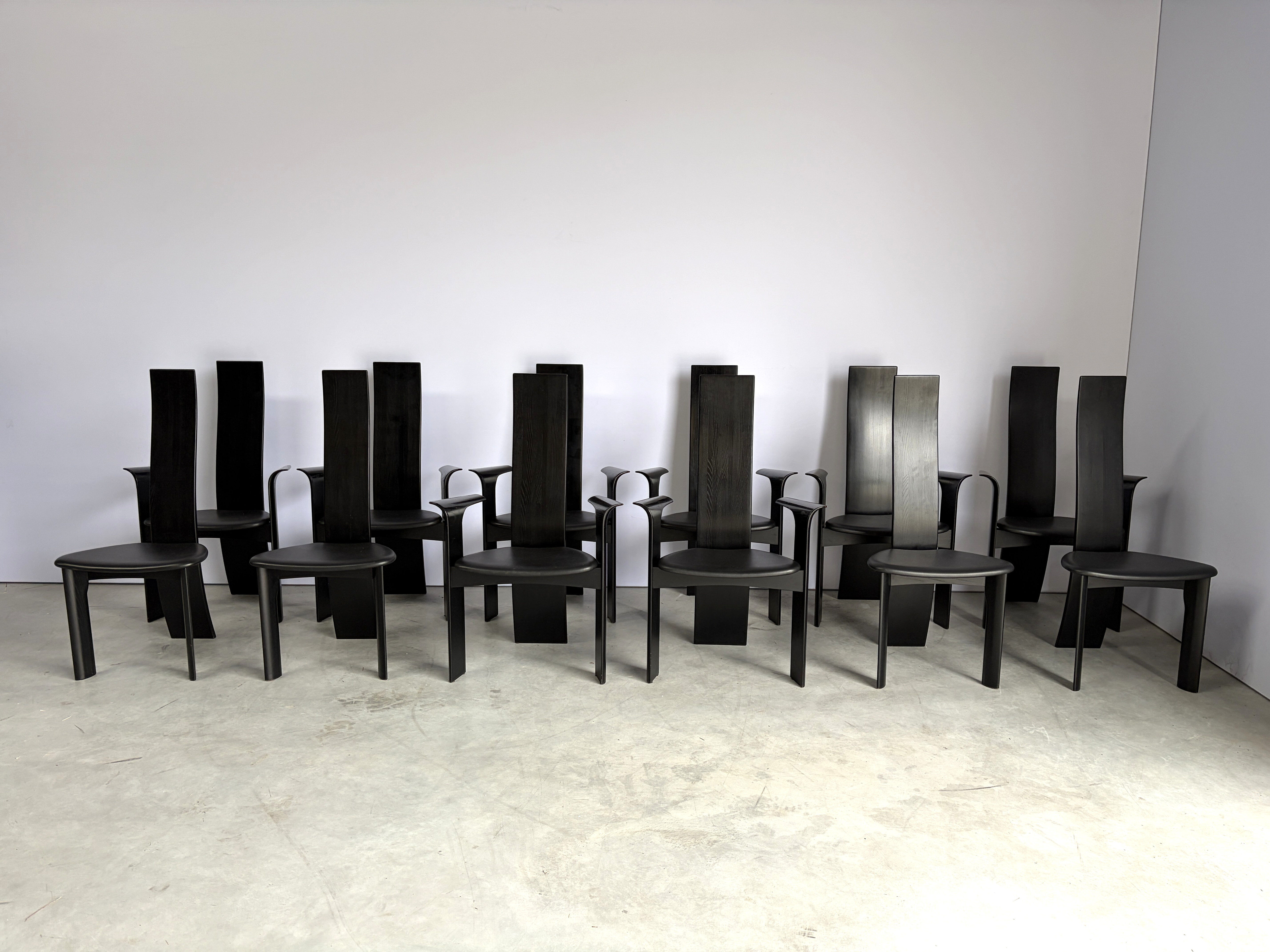 Ensemble de 12 chaises iris par Vandenberghe Pauvers, années 1990.