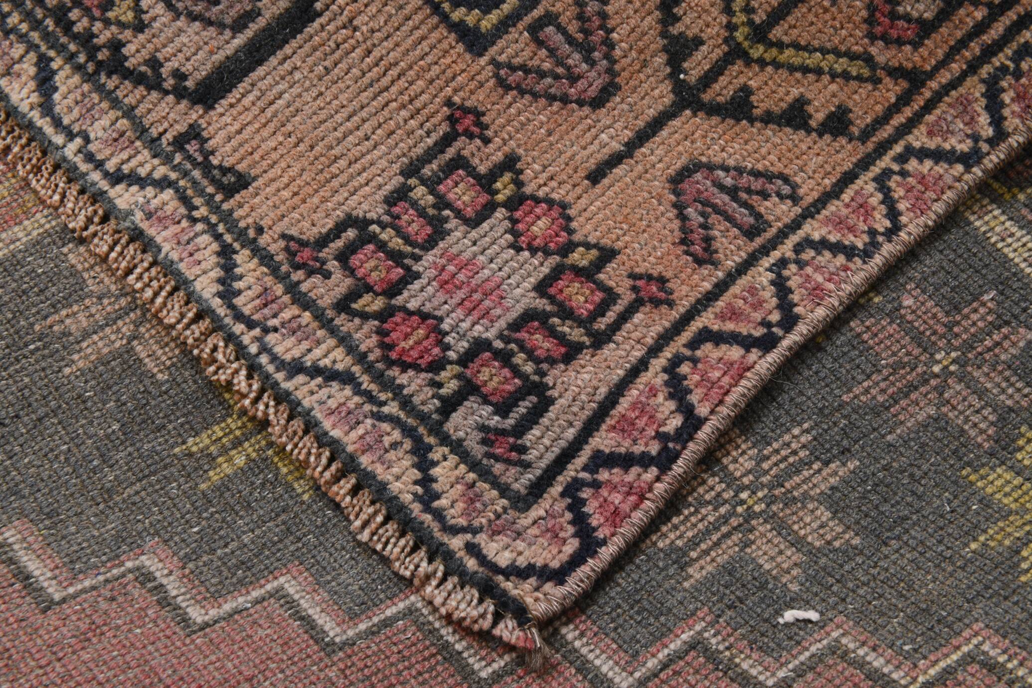 Pink & Navy Blue Persian Rug, 123x234Cm