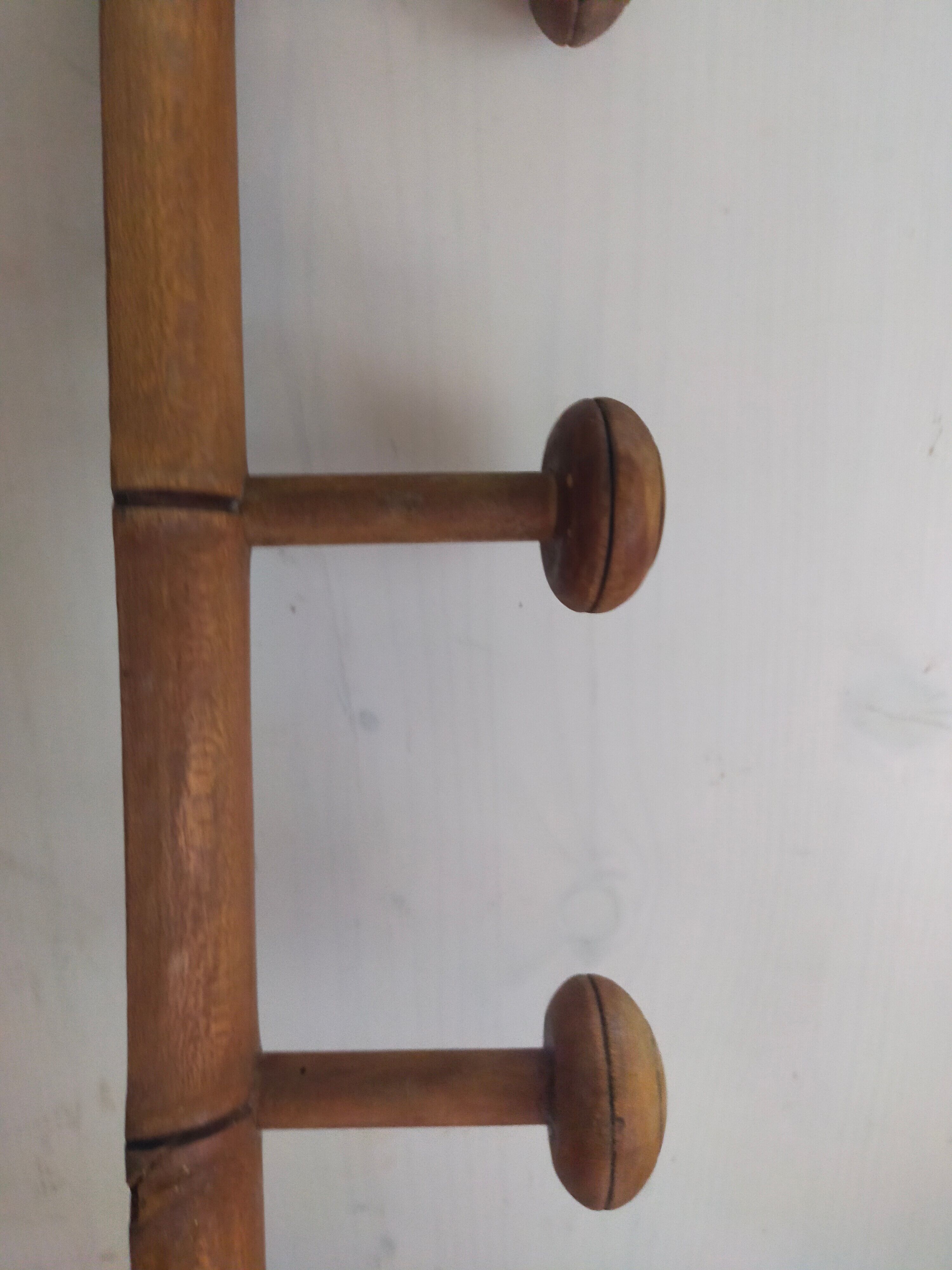 Bamboo wooden wall coat holder 6 hooks