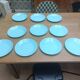 Ten beautiful vintage turquoise plates
