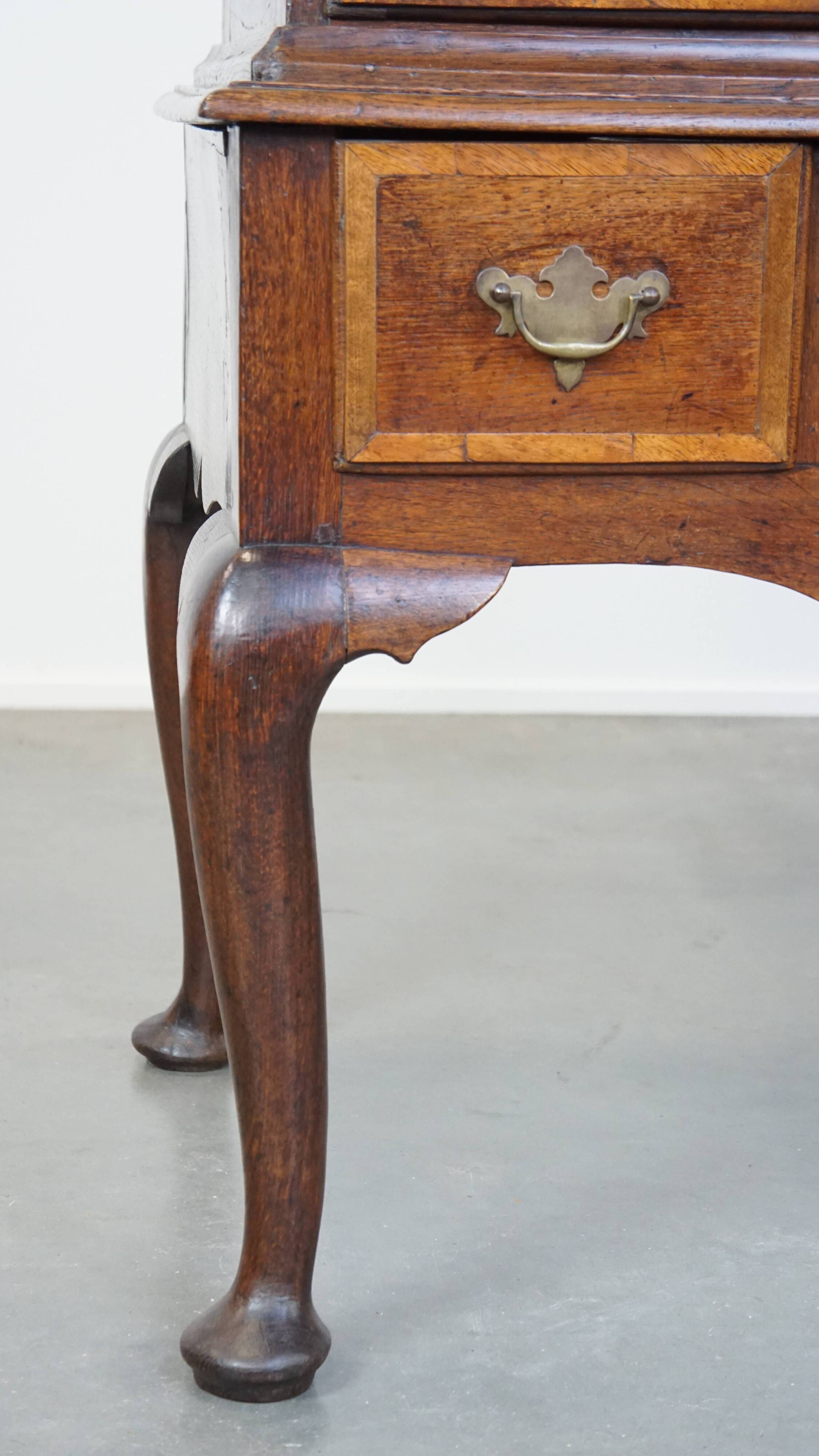 Early 18th century English oak chest on stand/ highboy