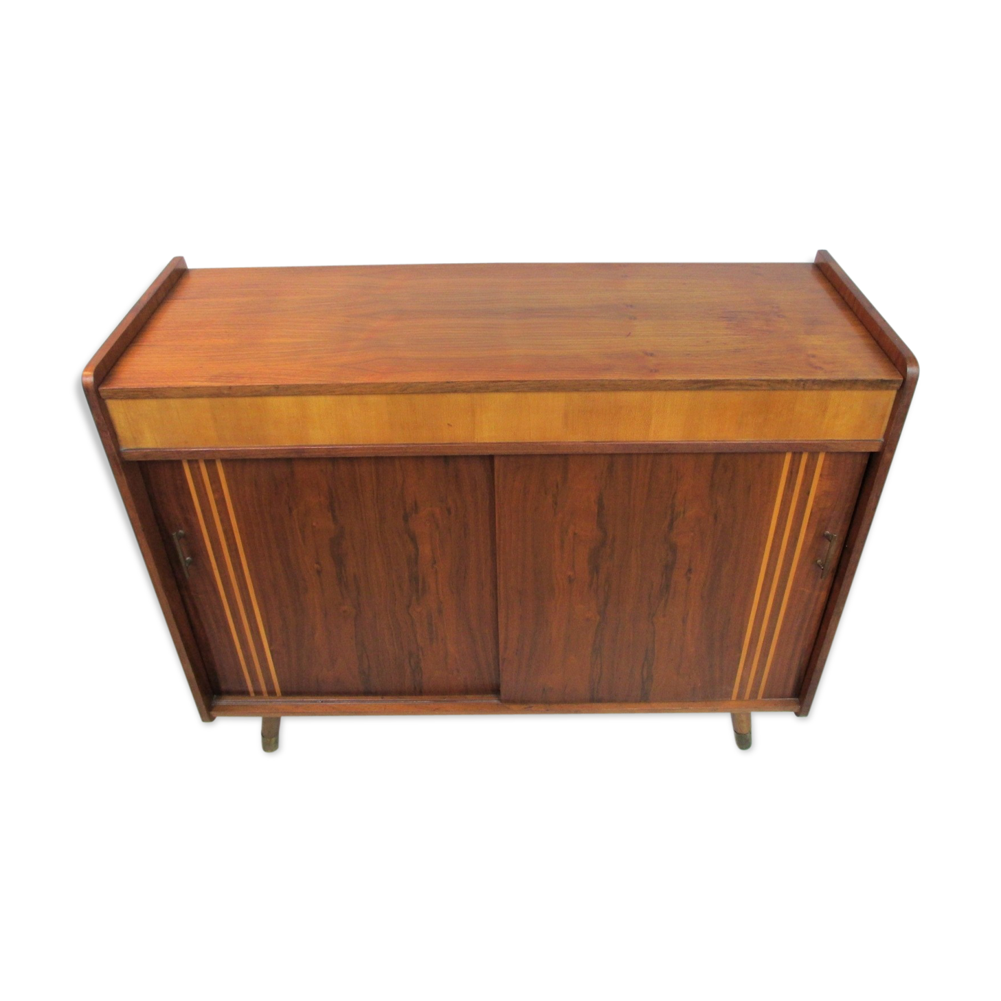 German walnut veneer shoe cabinet, 1960boi