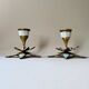 Pair of vintage brass and mother-of-pearl candlesticks