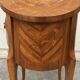 Oval side table in marquetry wood, Louis XVI style - early 20th century