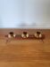 Modernist chandelier in teak and vintage brass.