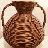 Large 50 cm wicker jar from the 60s and 70s