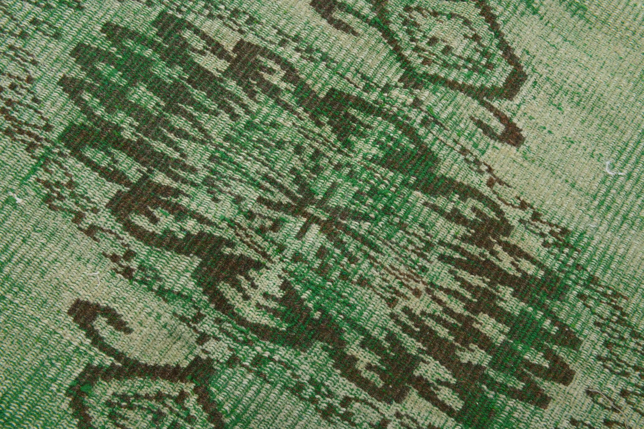 5x8 Dark Green Geometric Style Camouflage Vintage Rug, 155x238 Cm