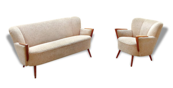 Set 1 canapé sofa scandinave 1 fauteuils Danois années 50 60