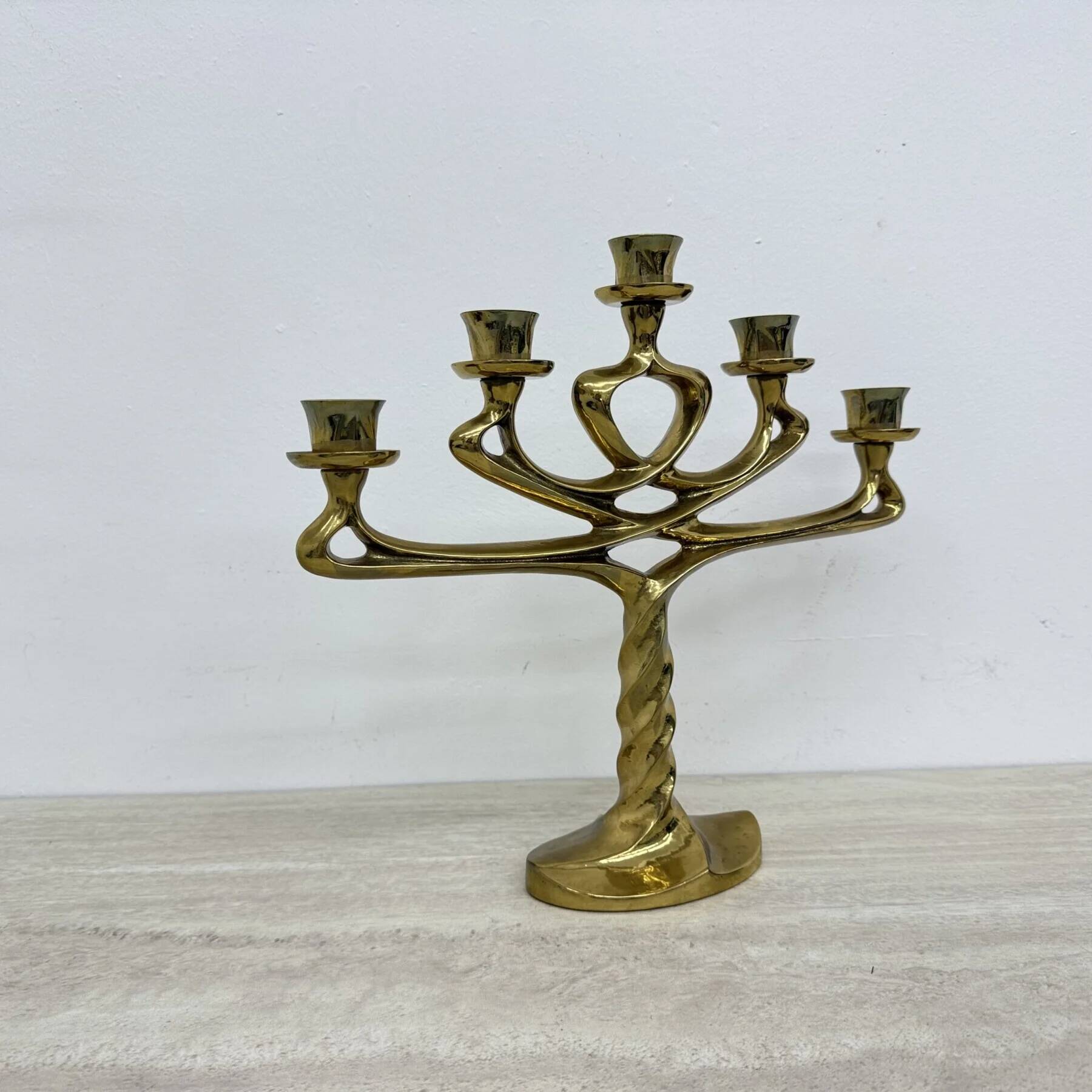 Mid-century large brutalist solid bronze candleholder, 1970s