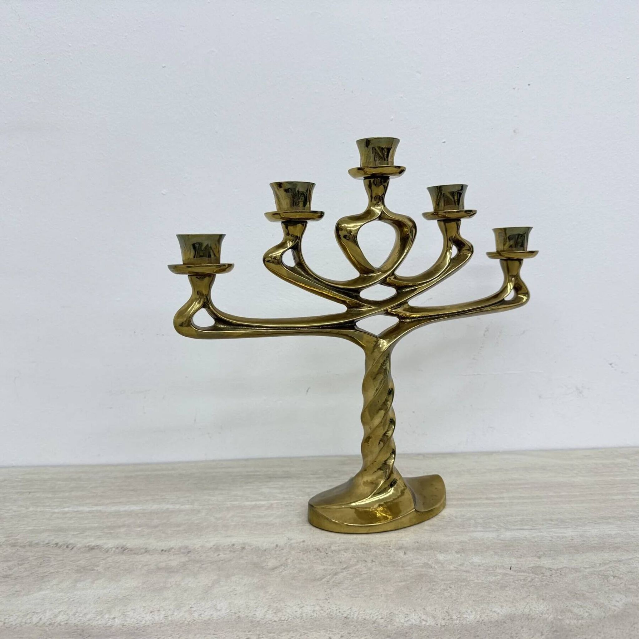 Mid-century large brutalist solid bronze candleholder, 1970s