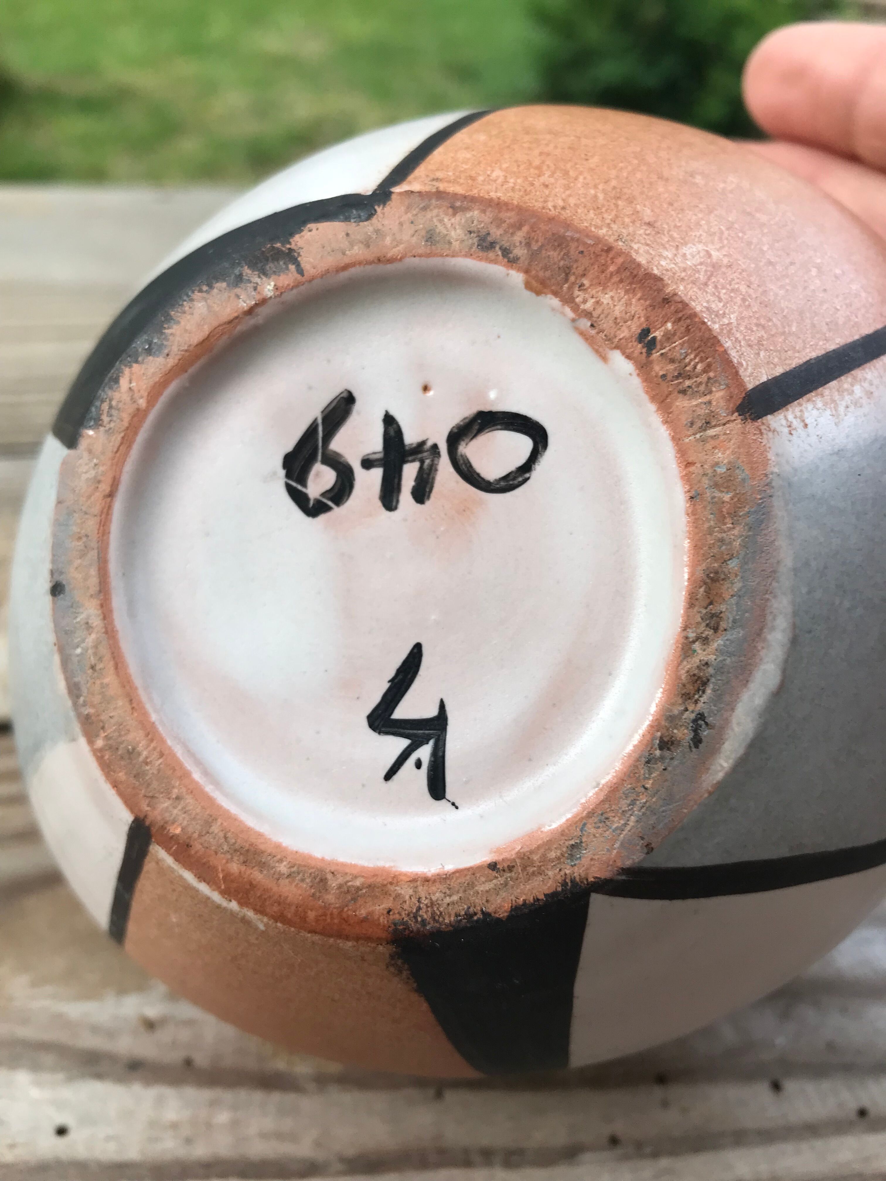 Old ceramic vase around 1970 original form signed below