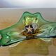 Vide poche en verre de Murano vert, ambre et transparent, années 60 70