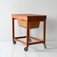 Vintage Scandinavian Sewing Table with Wheels and Basket