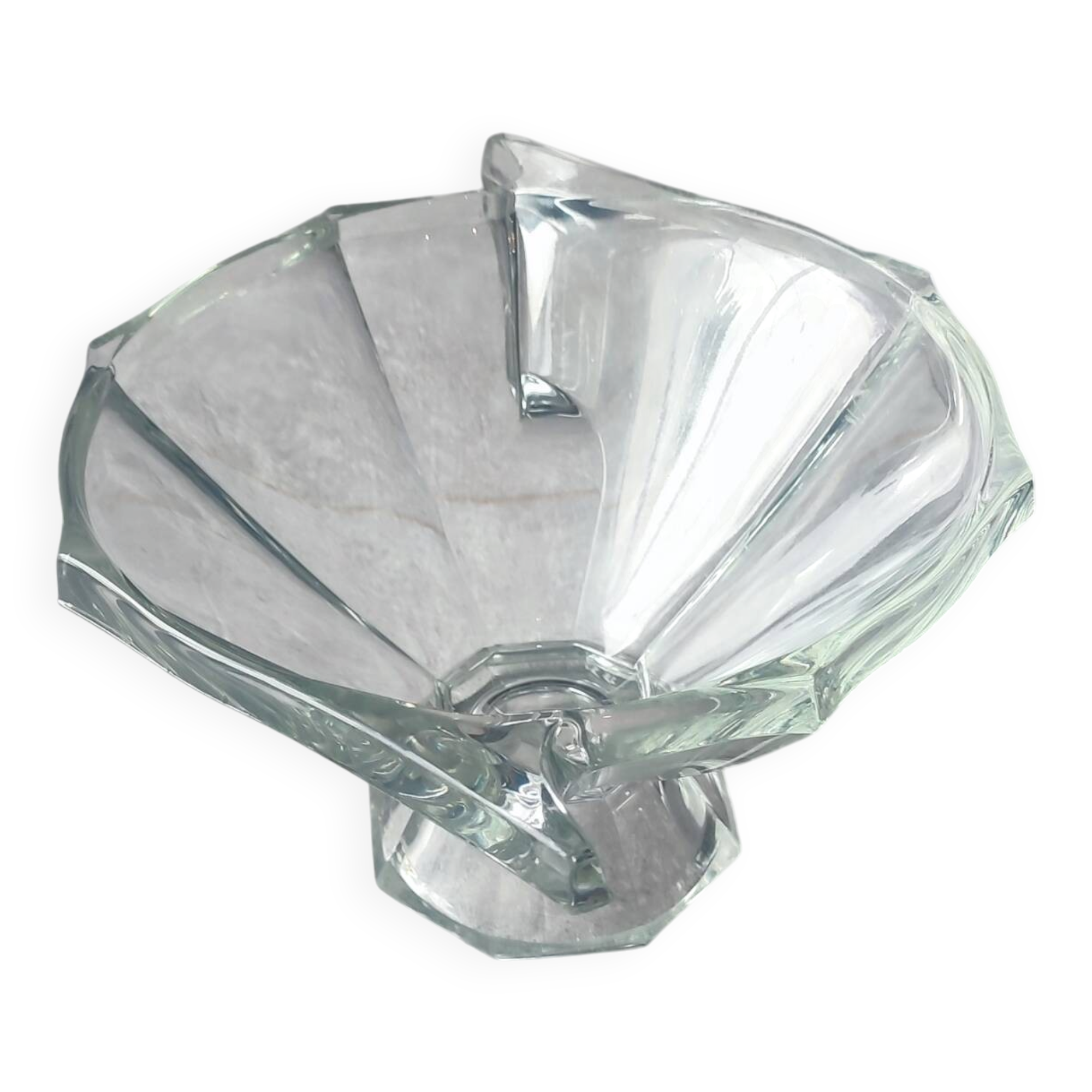 Thick engraved glass bowl, Slovakia Art Deco style