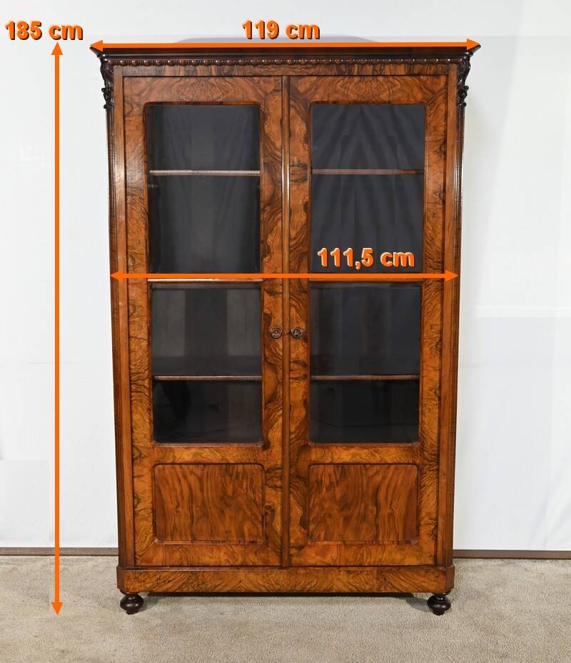 Burl Walnut Bookcase, Restoration Period – Early 19th Century