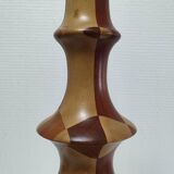 Turned wooden lamp and vintage wood inlay