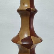 Turned wooden lamp and vintage wood inlay