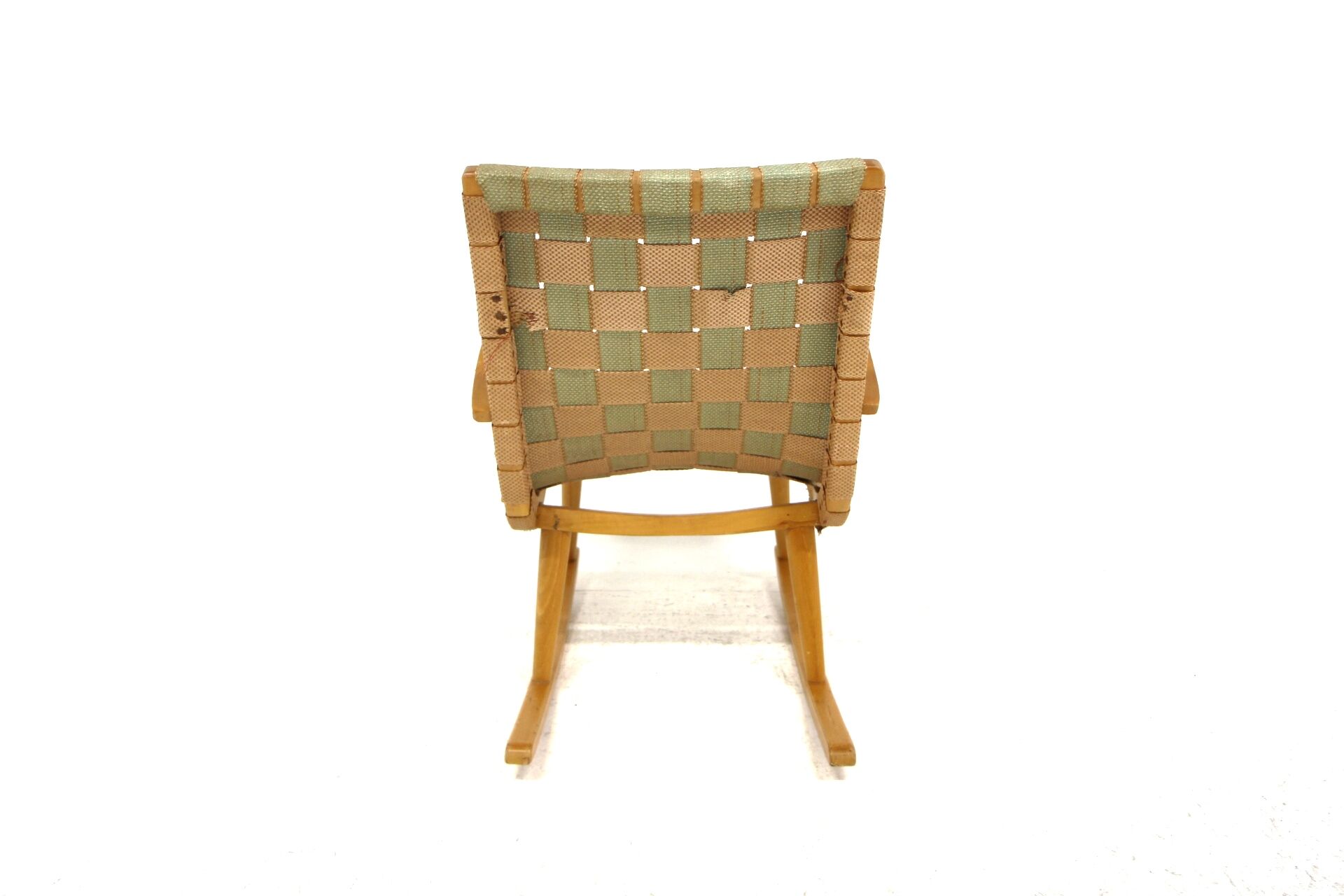 Scandinavian burlap rocking chair, Sweden, 1970