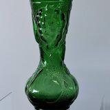 Vintage green glass vase with a fruit design in very good condition.