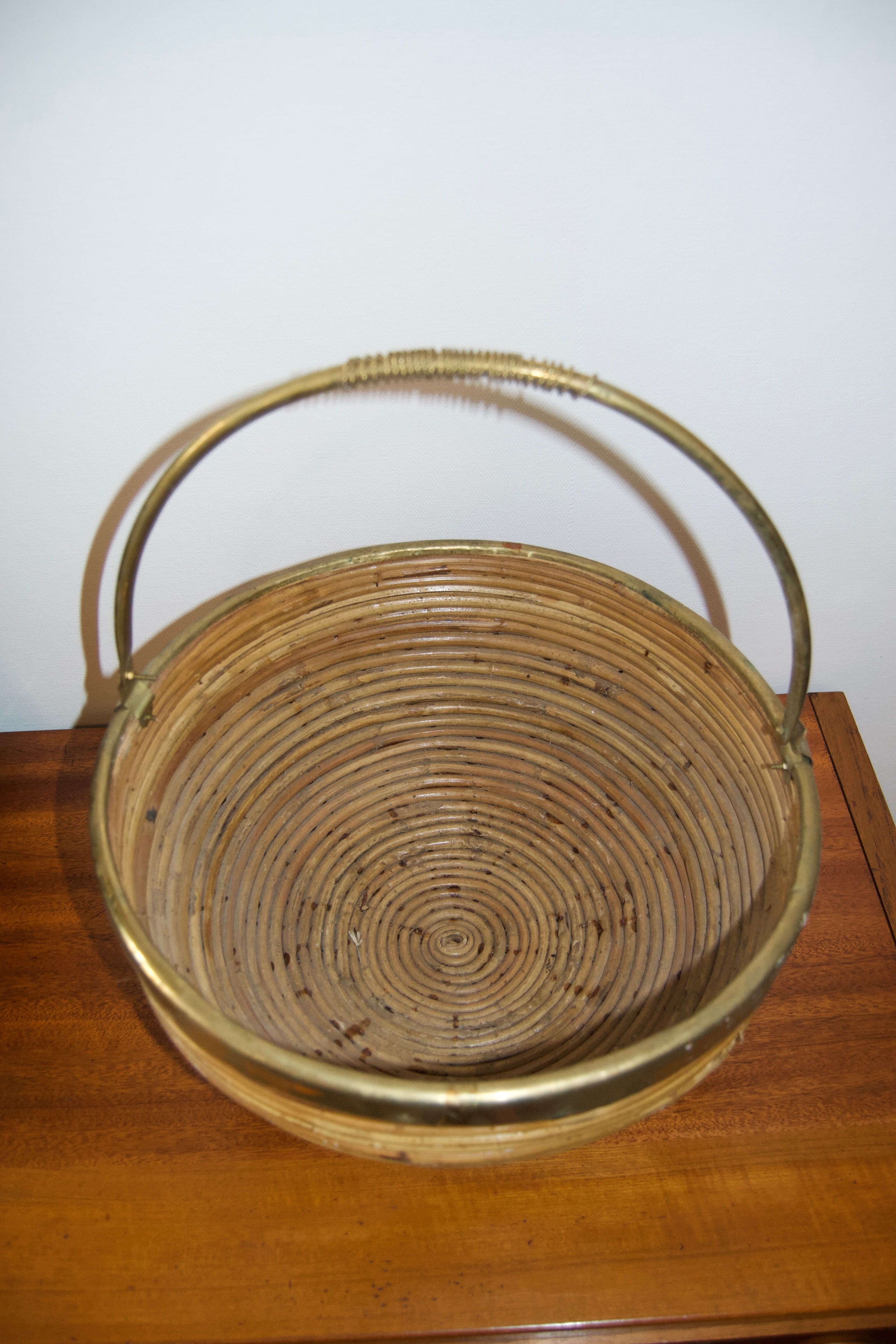 Copper round rattan basket