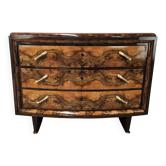 Commode Art Déco toscane des années 1940 en noyer raciné.
