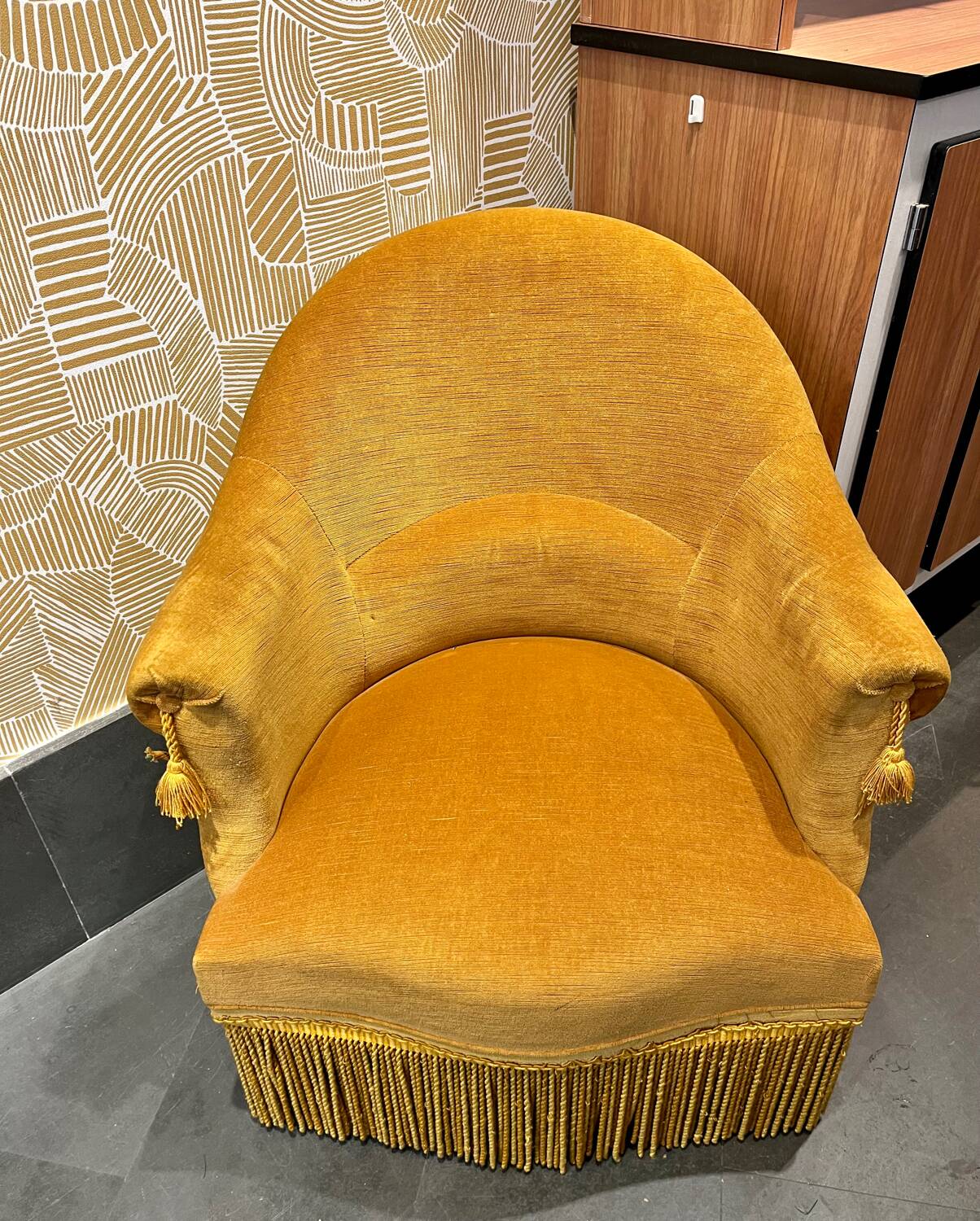 Vintage velvet Toad armchair