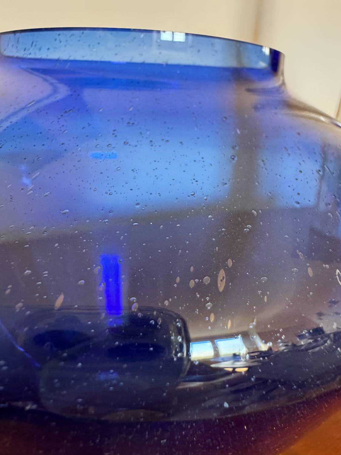 Art Deco cobalt blue bubble glass vase