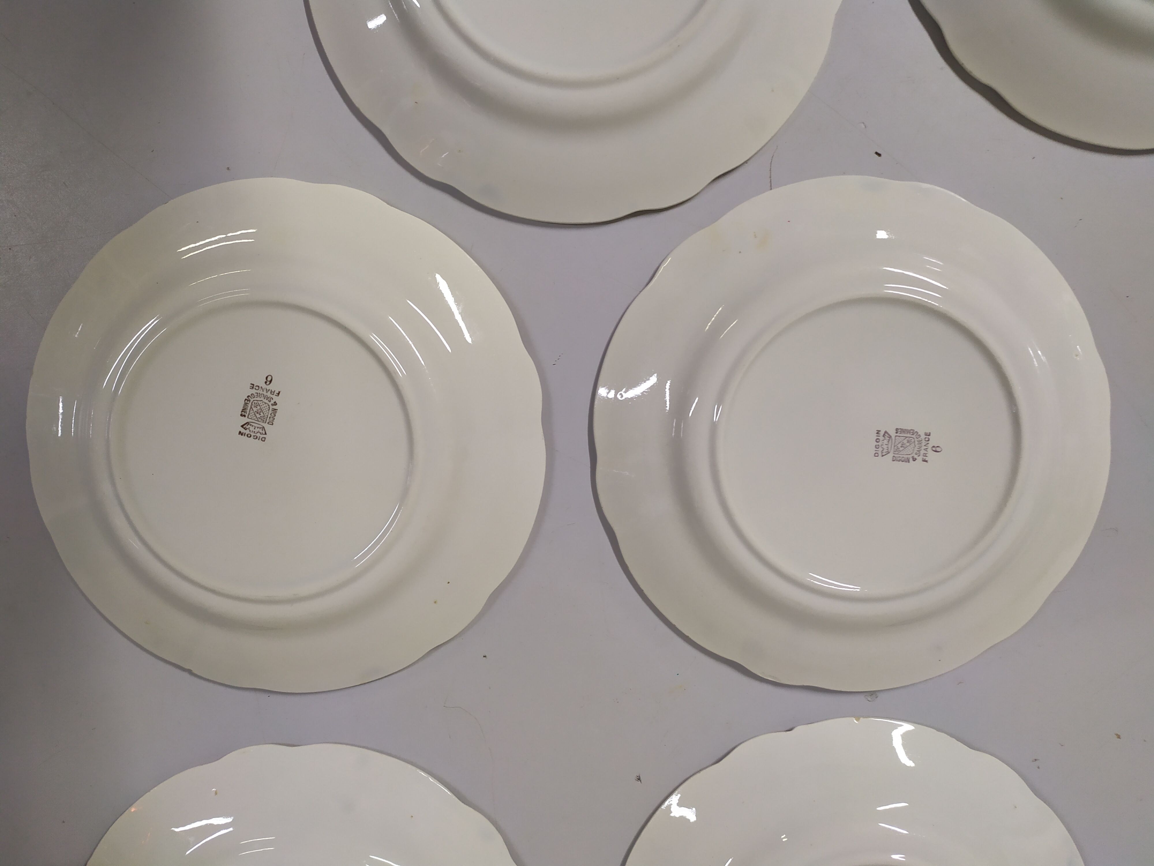 Lot de 10 assiettse a dessert Sarreguemines digoin Fleurs rose liseré doré