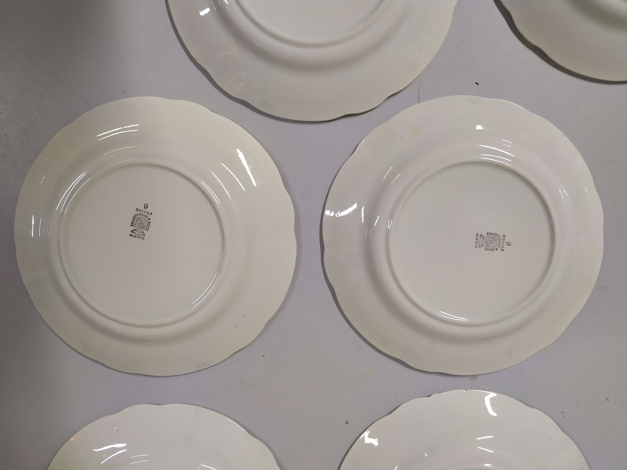 Lot of 10 plates a dessert Sarreguemines digoin Flowers pink lined golden