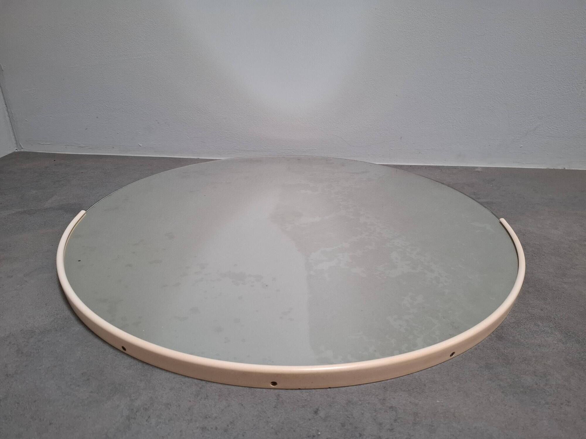 1970s Czechoslovakian Round Wall Mirror with Beige Frame