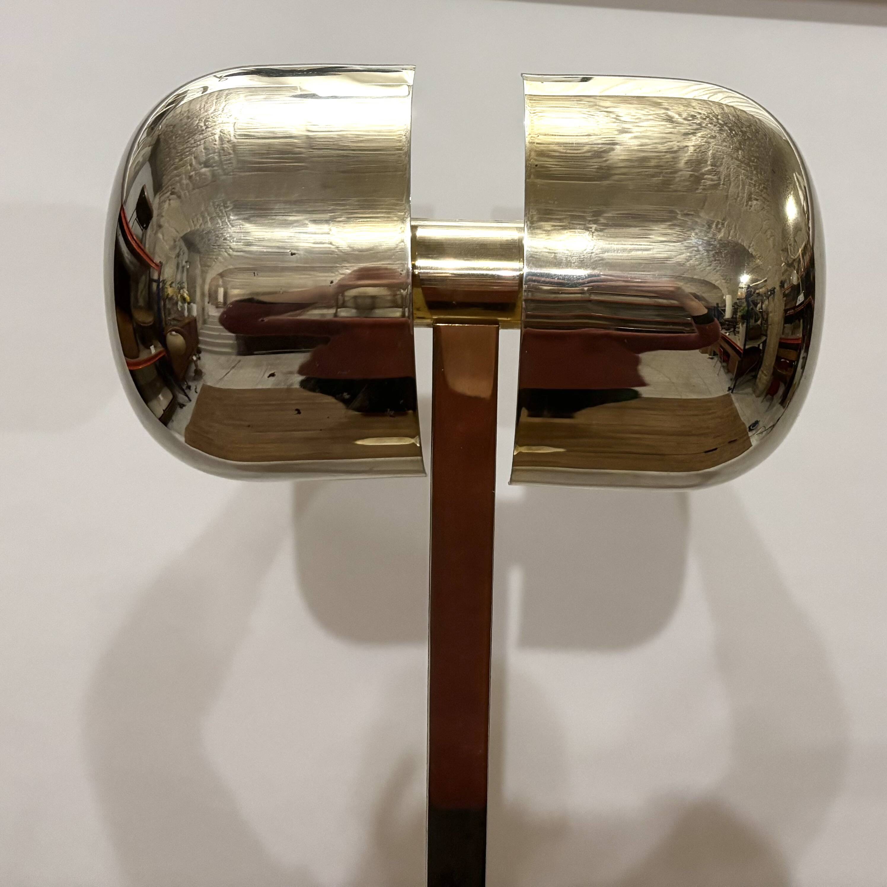 1980s golden metal floor lamp