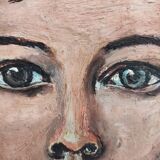 Portrait à l’huile vintage français d’un garçon, signé C. Mury
