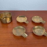 Stackable Austrian brass ashtrays in mid-century style, 1960, set of 5.