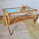 1960s rattan coffee table - blue top