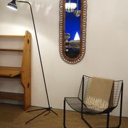 Miroir en rotin des années 60 - 125x47cm