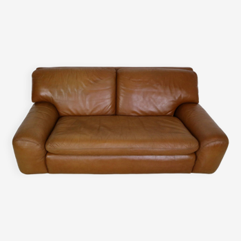 Cini Boeri Cognac Leather 2 Seater "Bengodi" Sofa For Arflex, 1970 Italy