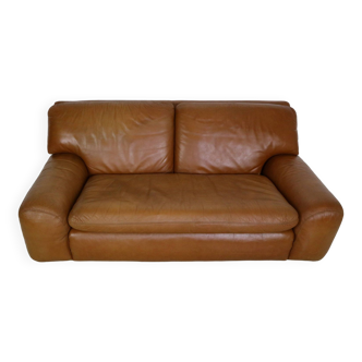 Cini Boeri Cognac Leather 2 Seater "Bengodi" Sofa For Arflex, 1970 Italy