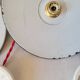 Trio of enameled sheet metal pendant lights