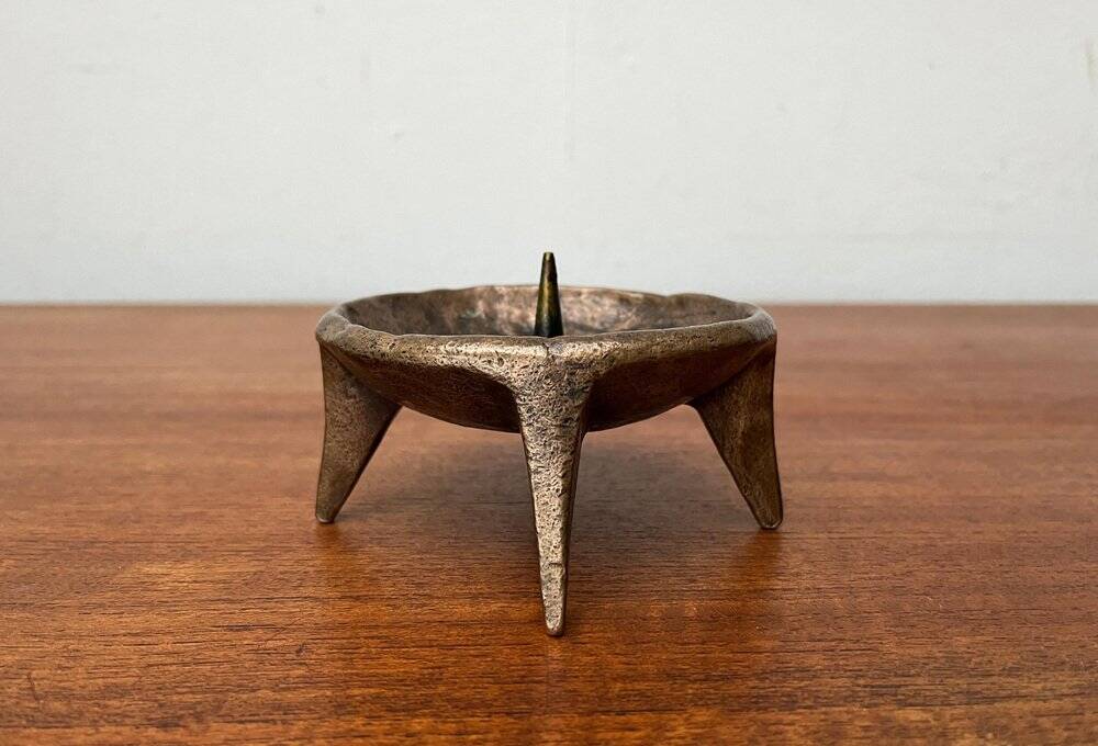 Brutalist Mid-Century Candle Holder in Bronze, 1960s