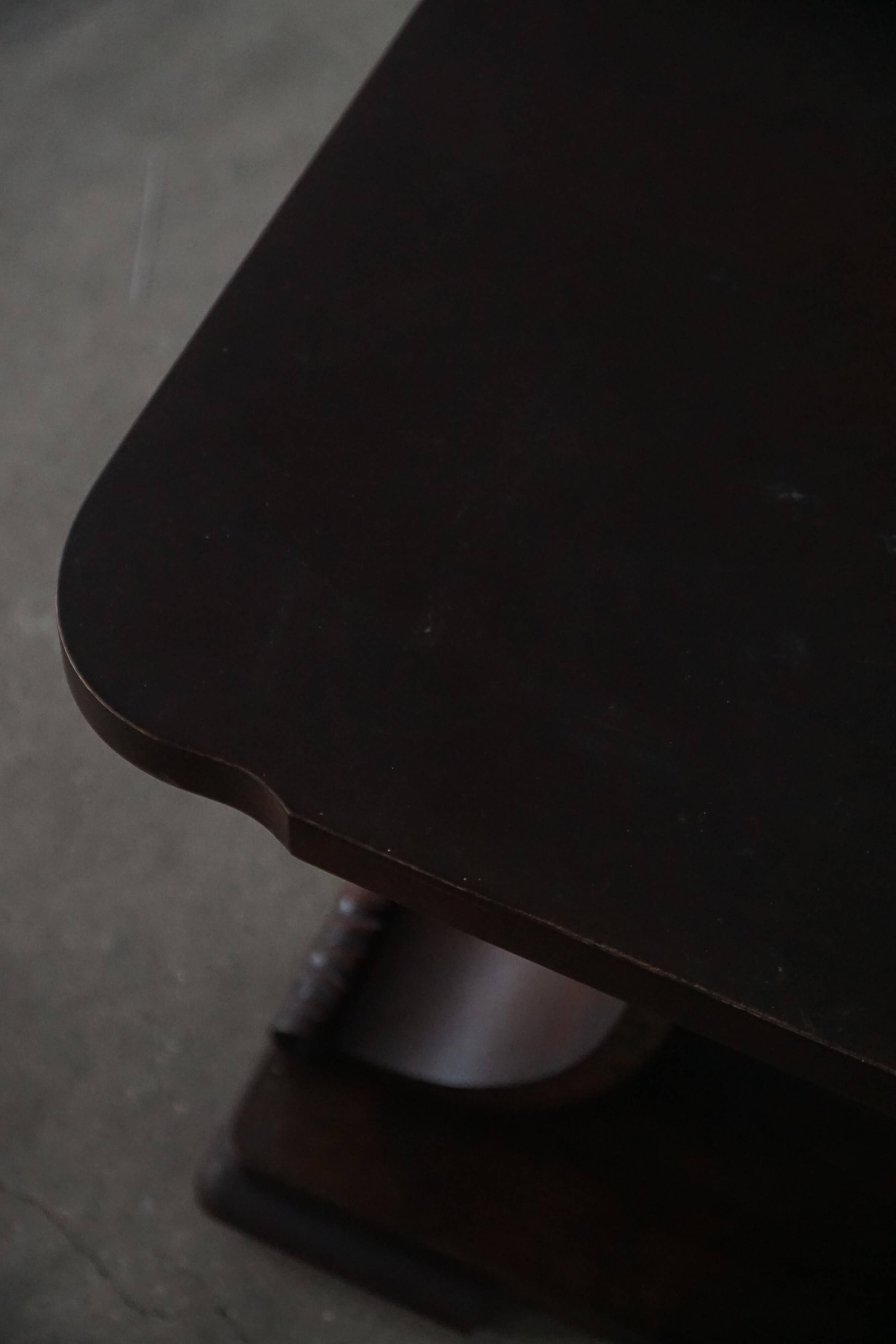 Side table / Low table in Danish Art Deco wood with shelf, 1930s-40s