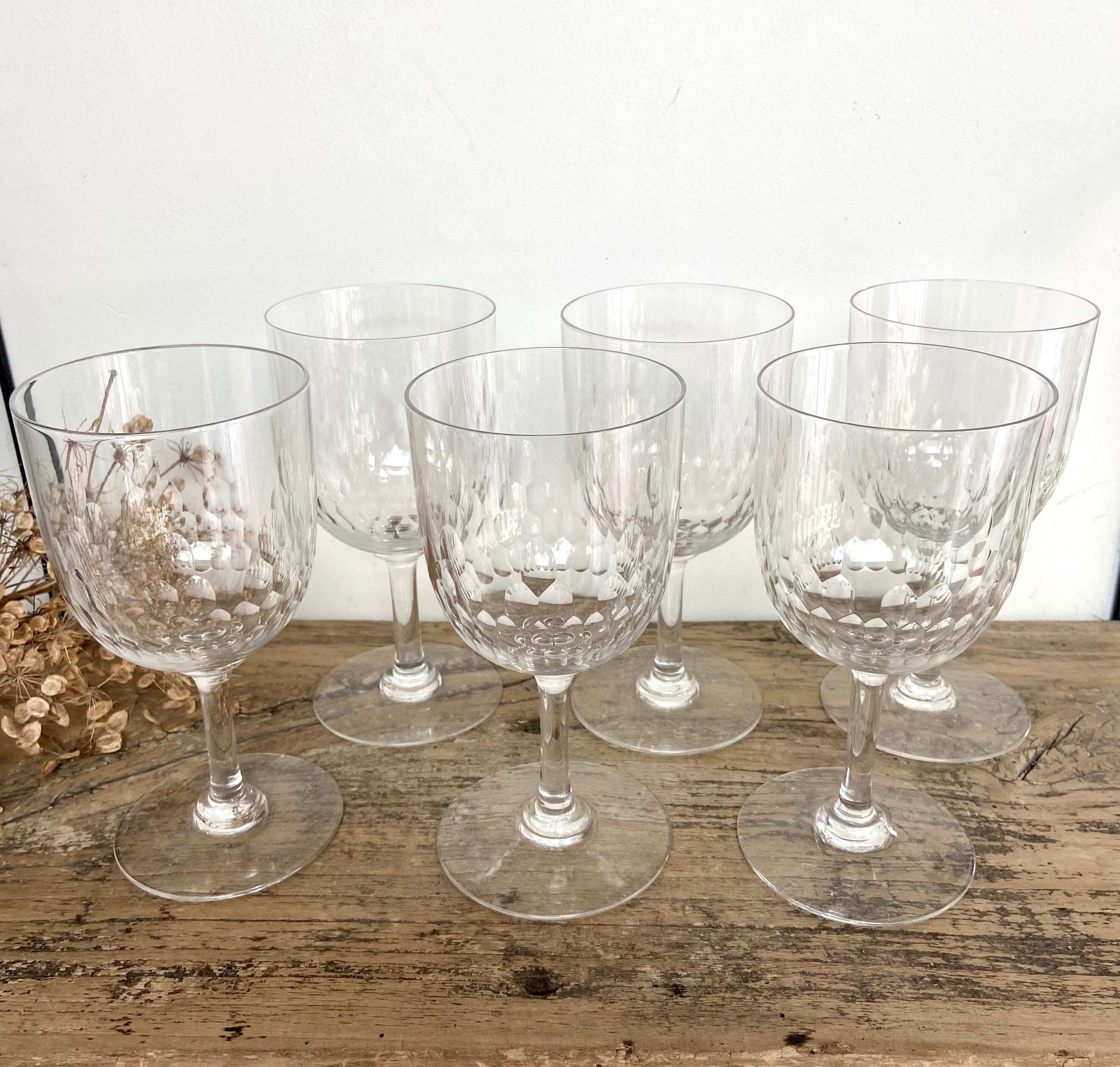 6 vintage cut crystal glasses