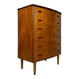 1960s Vintage Danish Bow-Front Teak Chest of Drawers