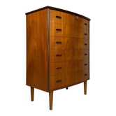 1960s Vintage Danish Bow-Front Teak Chest of Drawers