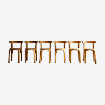 A set of 6 bent plywood chairs 1970