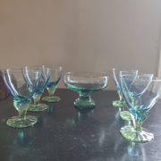 Set of 6 glasses and a Bormioli Rocco Bahia coupe, Italy