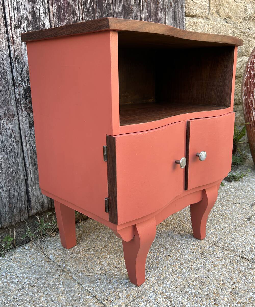 Art Deco bedside table, terracotta, 1930s/40s