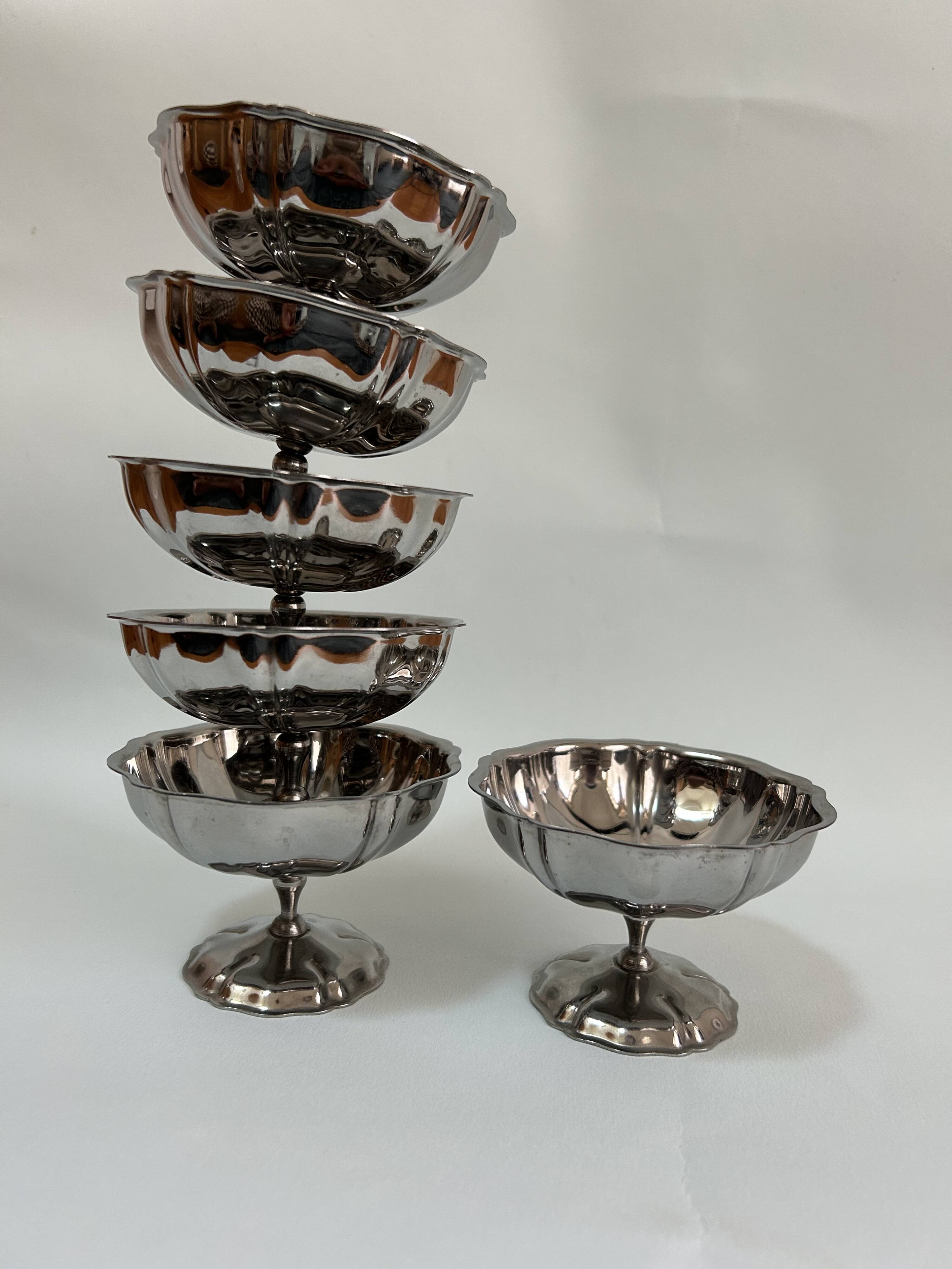 Stainless steel ice cream or dessert cups from the 70s