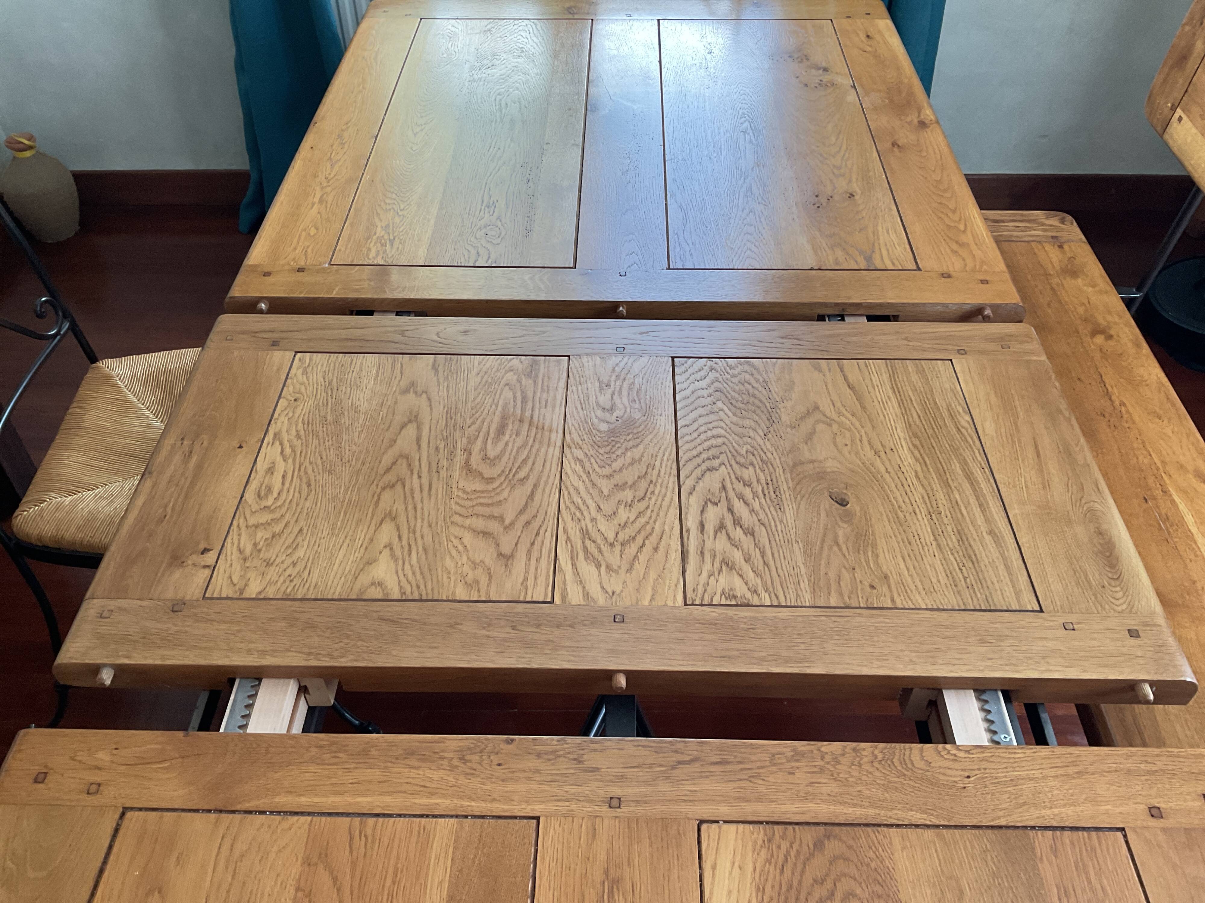 Dining set (two chairs, one armchair, one bench, and one table)